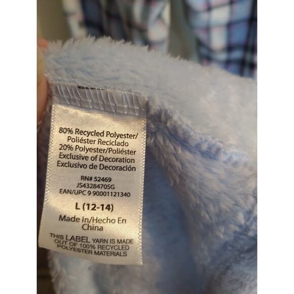 Joyspun Pajama Set Sloth Jogger Blue Plaids Sz 14 Pockets Fuzzy Cozy - Picture 11 of 11